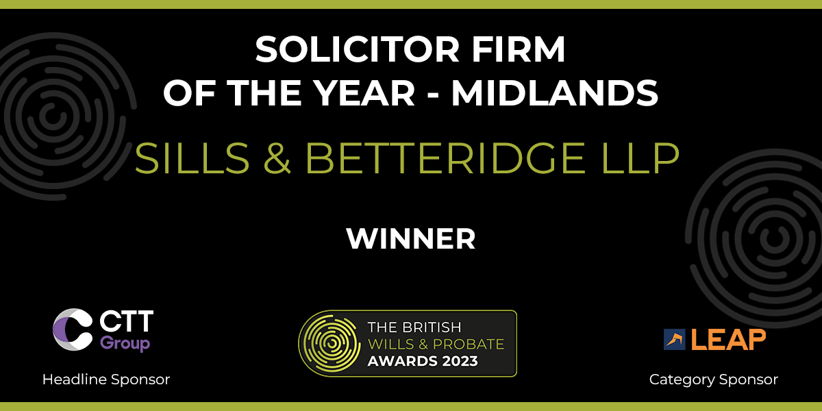 The British Wills & Probates Awards 2023 - Solicitor Firm of the Year - Midlands - Winner